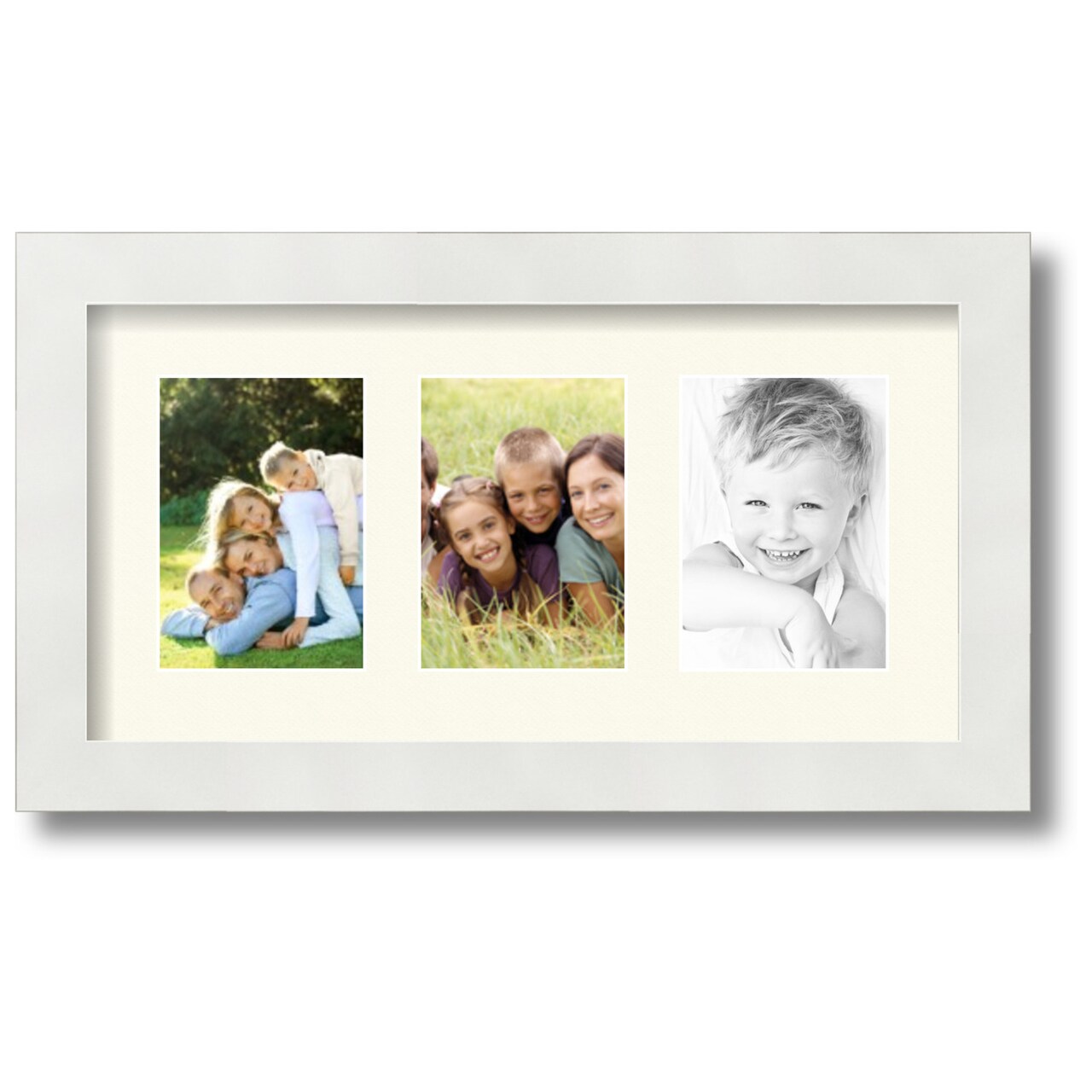 ArtToFrames Collage Photo Picture Frame with 3 - 3.5x5 inch Openings, Framed in White with Over 62 Mat Color Options and Regular Glass (CSM-3966-29)